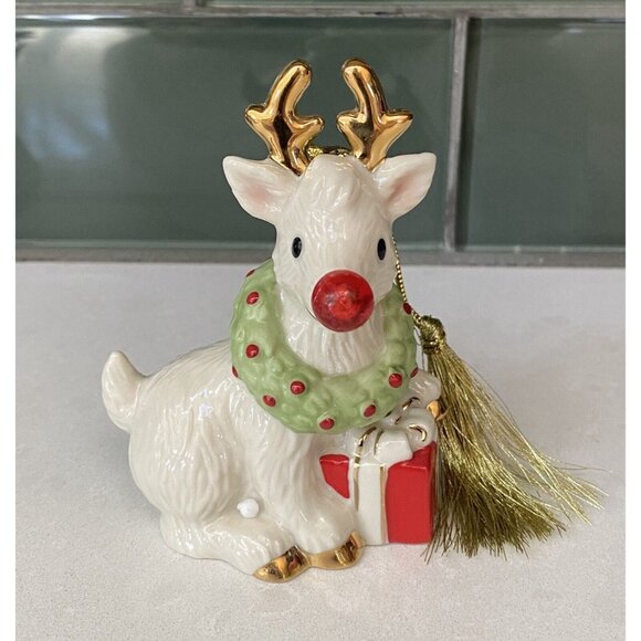 Blinking All The Way Reindeer 2016 Lenox Reindeer Ornament Red Nose Blinks! - Picture 1 of 9